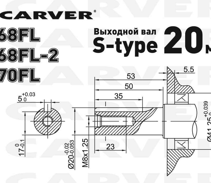 Двигатель CARVER 168FL-2 6,5л Ф20мм