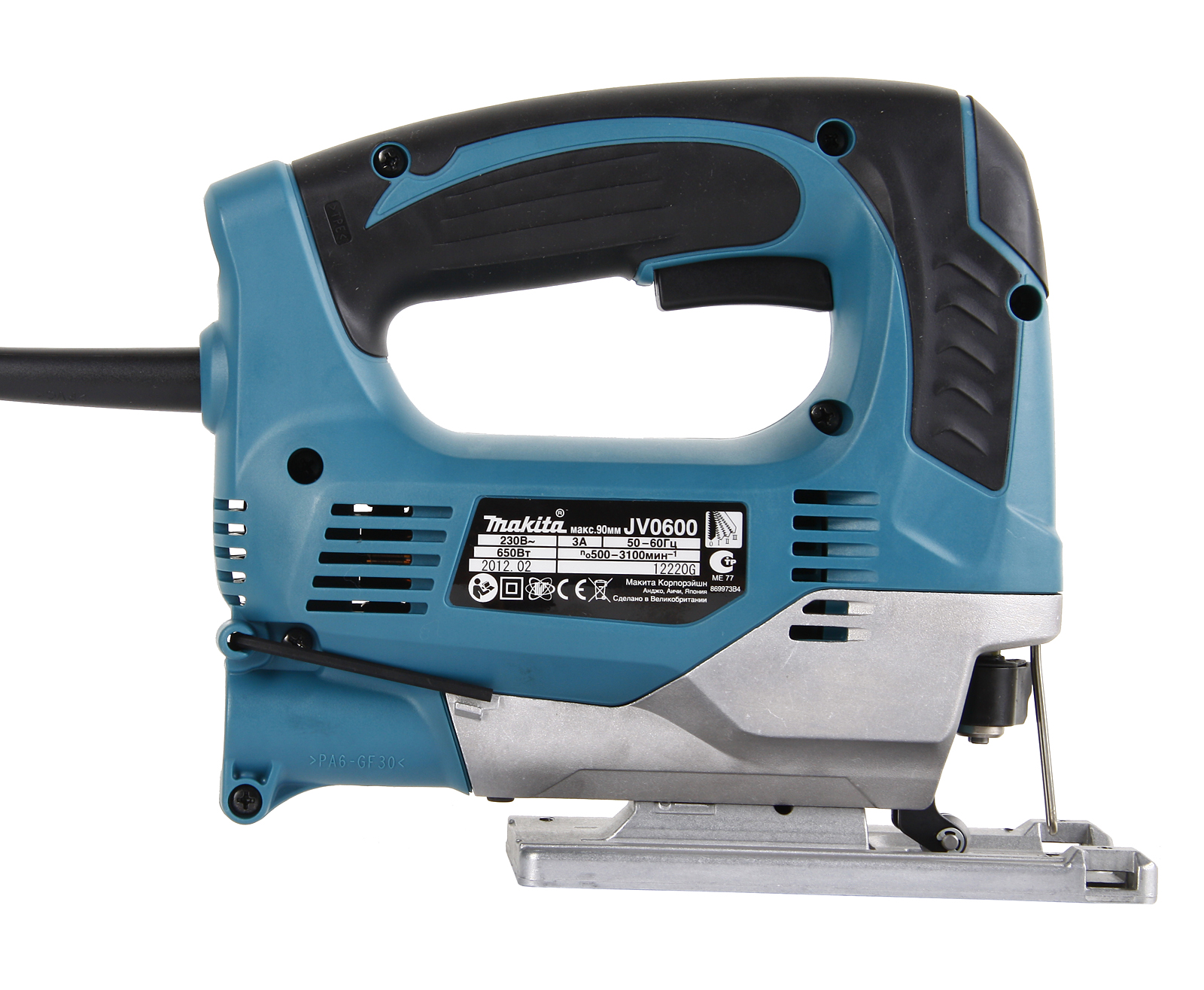 Лобзик MAKITA JV 0600K 650Вт,500-3100обм,ход-23мм,рез-90мм,2.4кг,чем
