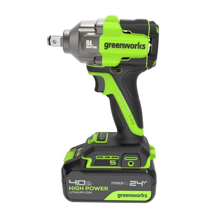 Аккум. гайковерт GREENWORKS IW5500 24В 500Нм беcщеточный 1 АКБ 4Ач и ЗУ арт.3805007CUB